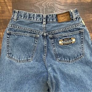 Vintage Lawman Spellout high rise denim rodeo western jeans Sz 7 24” x 30”